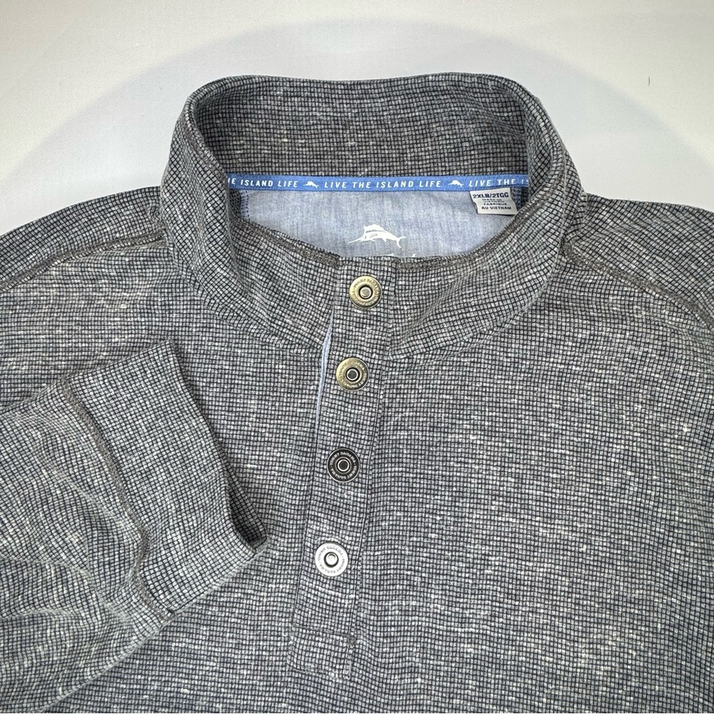 Tommy Bahama Salt Point Snap Mock Neck Pullover Grey Men's 2XLB